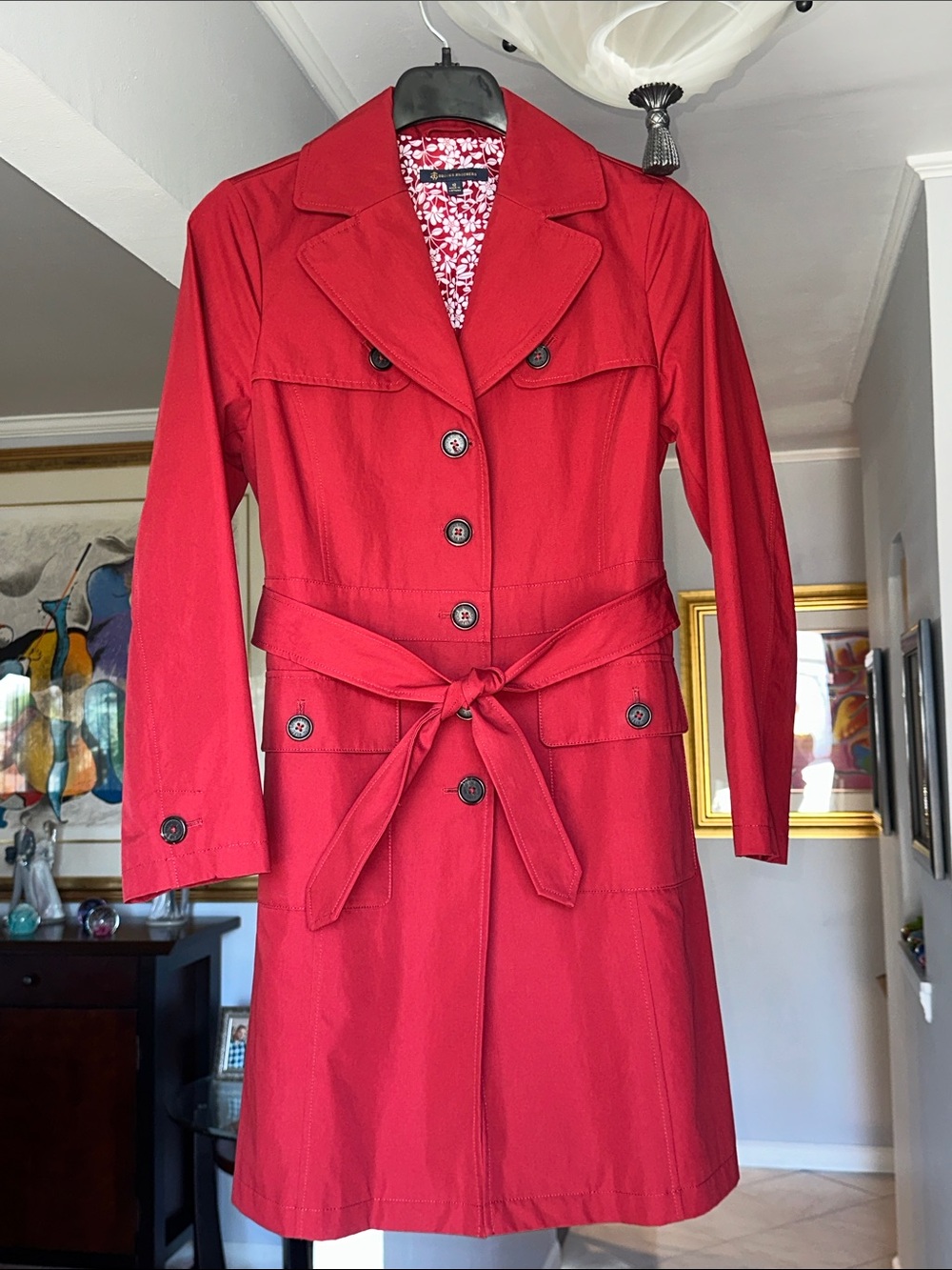 Brooks Brothers Red Trench Coat with Tie Belt Sz 12